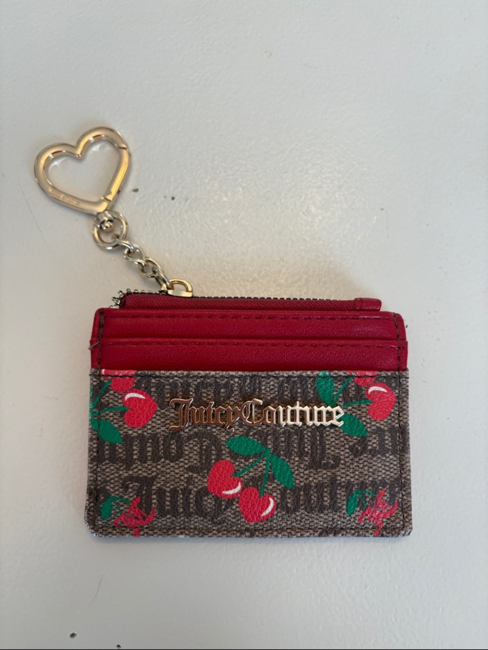 Juicy Couture Red Cherry Cardholder with Heart Keyring
